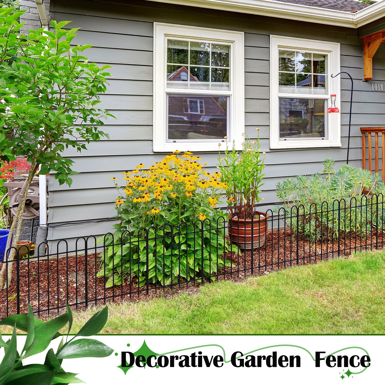 20-Pack Decorative Garden Fence, 16.5"H x 21ft Rustproof Metal Animal Barrier for Yard, Dog & Flower Bed Border,