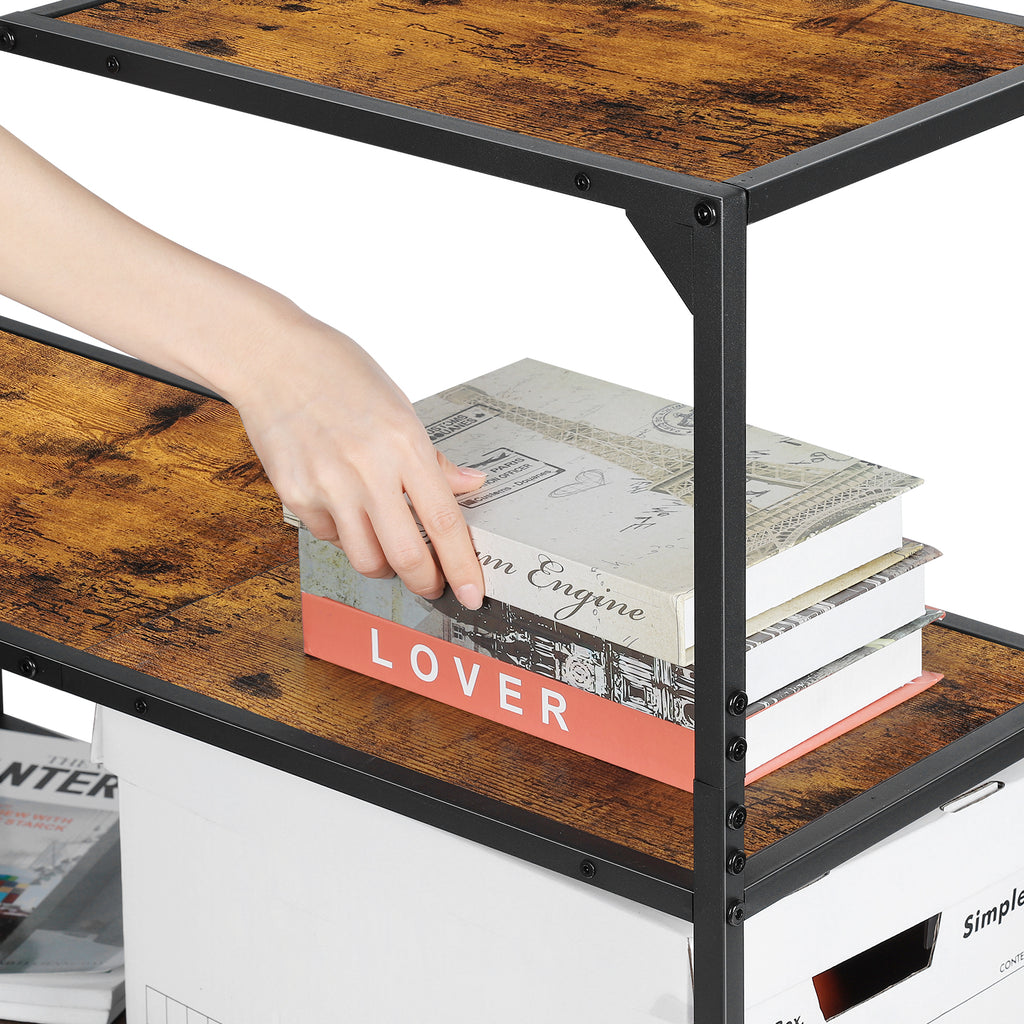Sofa Side Table Narrow End Table for Small Space 3 Tier Side Table with Storage Shelf Slim Bedside Nightstand for Bedroom Living Room