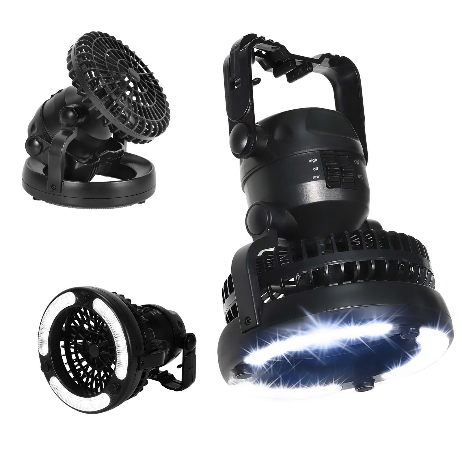 Dual-Purpose Portable Outdoor Fan and Lantern Set, 2-Piece Multi-Functional Tent Lighting and Cooling System for Emergency Preparedness and Camping