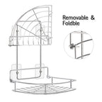 2-Tier Adhesive Stainless Steel Wall-Mounted Shower Organizer for Bathroom and Kitchen Storage