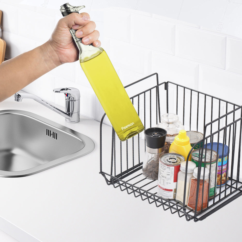 3-Tier Rolling Pantry Floor Organizer Storage Basket, Stackable 3 Tier Metal Wire Basket with Wheels, Kitchen Storage Bin Organizer, Utility Cart Rack for Pantry Coutertop Bedroom Bathroom