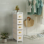 5-Tier Narrow Beige Dresser - Tall Slim Fabric Storage Cabinet for Living Room & Gaps