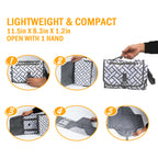 Portable Diaper Changing Pad with Built-in Storage - Foldable Travel Changing Mat for Babies, Grey Pattern