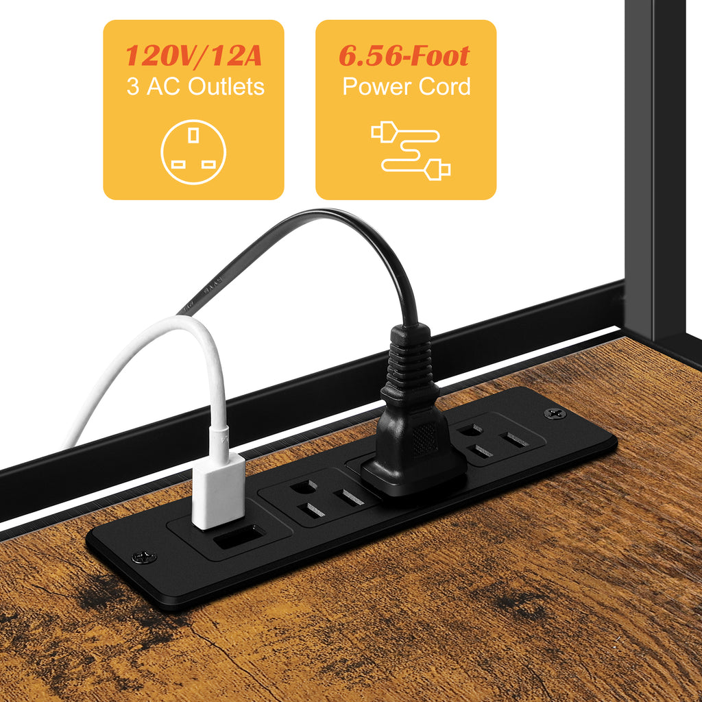 Floating TV Stand with Power Outlets - Wall Mount Entertainment Center for 50" TVs, Black
