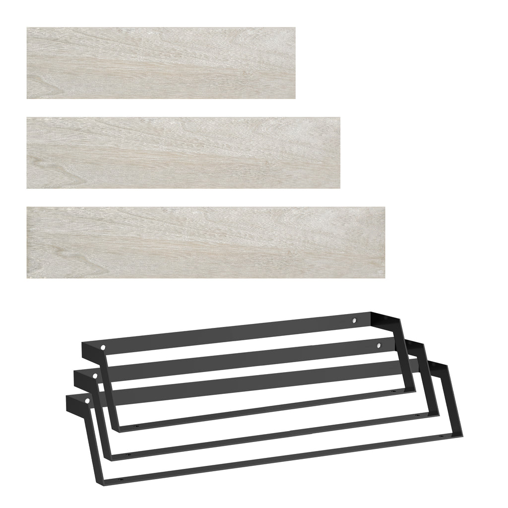 Rustic Wooden Floating Shelves Set of 3 - Wall Mounted Decorative Display Racks for Living Room & Bedroom