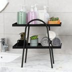 2-Tier Bathroom Countertop Organizer - Elegant Metal Vanity Storage Rack for Makeup, Skincare, and Spices