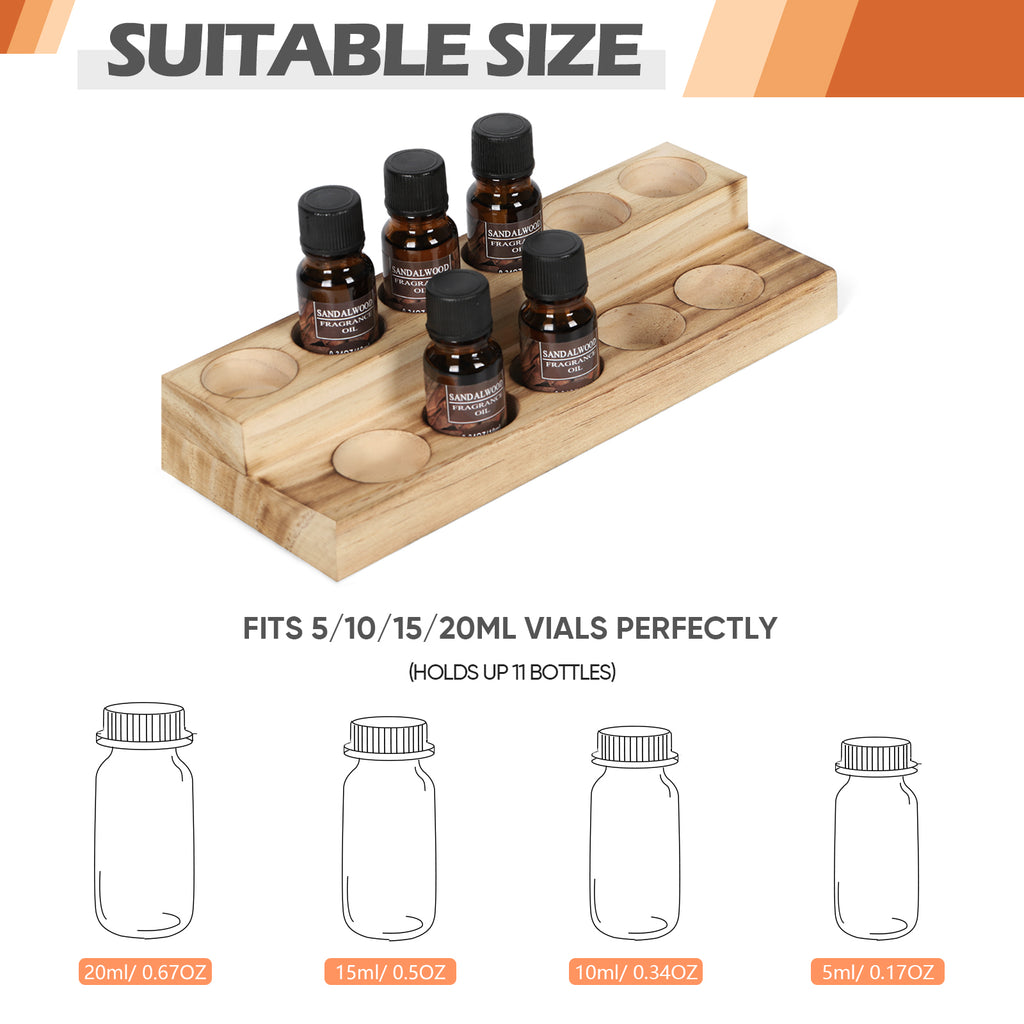 Two-layer Essential Oil Storage Rack, Essential Oil and Nail Polish Display Rack, Compatible with 5/10/15/20ml Bottles, Wooden Essential Oil Rack, Essential Oil Storage Rack, Brown