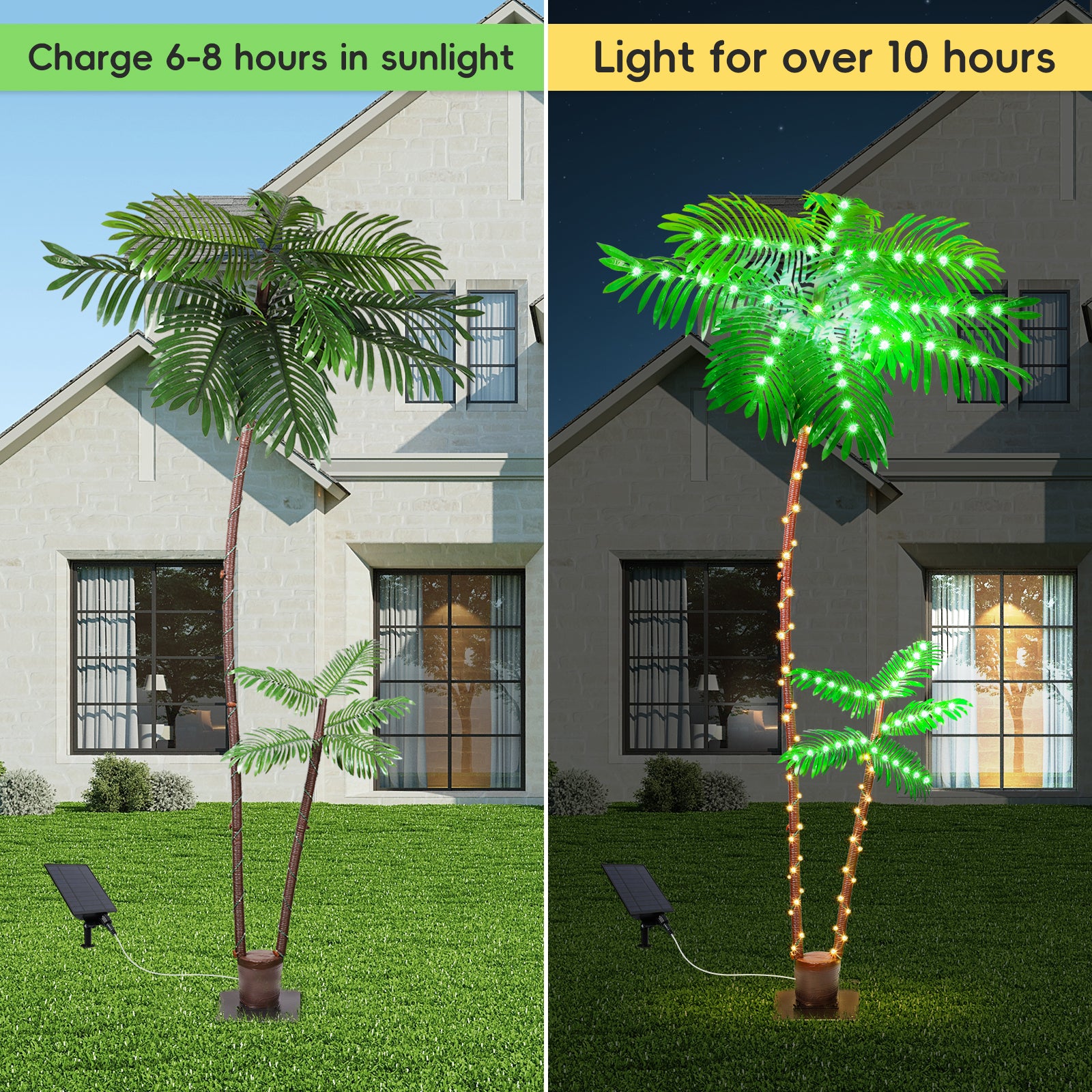 Lighted Palm Tree, LED Artificial Trees Lights Christmas Trees Lights for Decorations Decor, Indoor Outside Patio, Outdoor Christmas Decorations Patio Yard Pool Tropical Party