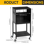 3-Tier Vinyl Turntable Station with Integrated Power Outlets and USB Ports, Black Media Storage Cabinet and Nightstand for Record Collections