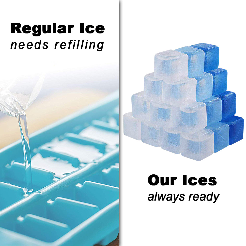 Reusable Ice Cubes 30 Count BPA Free Cooling Ice Squares, Reusable Freezer Ice for Cocktail Whiskey Drinks