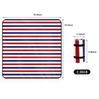 Waterproof Portable Camping and Beach Blanket with Red and Blue Stripes for Outdoor Picnics, Lawn Events, and Concerts