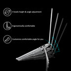 Ergonomic Adjustable Aluminum Laptop Stand - Foldable Portable Computer Riser for MacBook, Dell, and Tablets