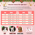 Strawberry Print Pet Dress with 2 Pack Adjustable Cat Collars with Bell, Cute Ruffle Bow Pet Clothes for Small Medium Cats, Kitten Girl Outfit, Soft Lightweight Puppy Costume for Daily Party Wear