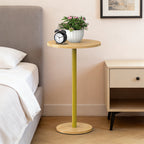 Modern Round Drink Table - Minimalist Martini Coffee Table & Pedestal Accent Table for Living Room, Light Brown,