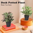 2-Pack Artificial Potted Plants, Mini Plastic Faux Flower Greenery for Living Room Bedroom Office & Desktop Decoration