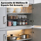 Set of 2 Black Cabinet Shelf Inserts - Expandable & Stackable Kitchen Organizer for Spice Rack