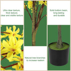 6ft Artificial Winter Jasmine Tree, Tall Yellow Faux Silk Plant for Indoor Home Office & Housewarming Decor