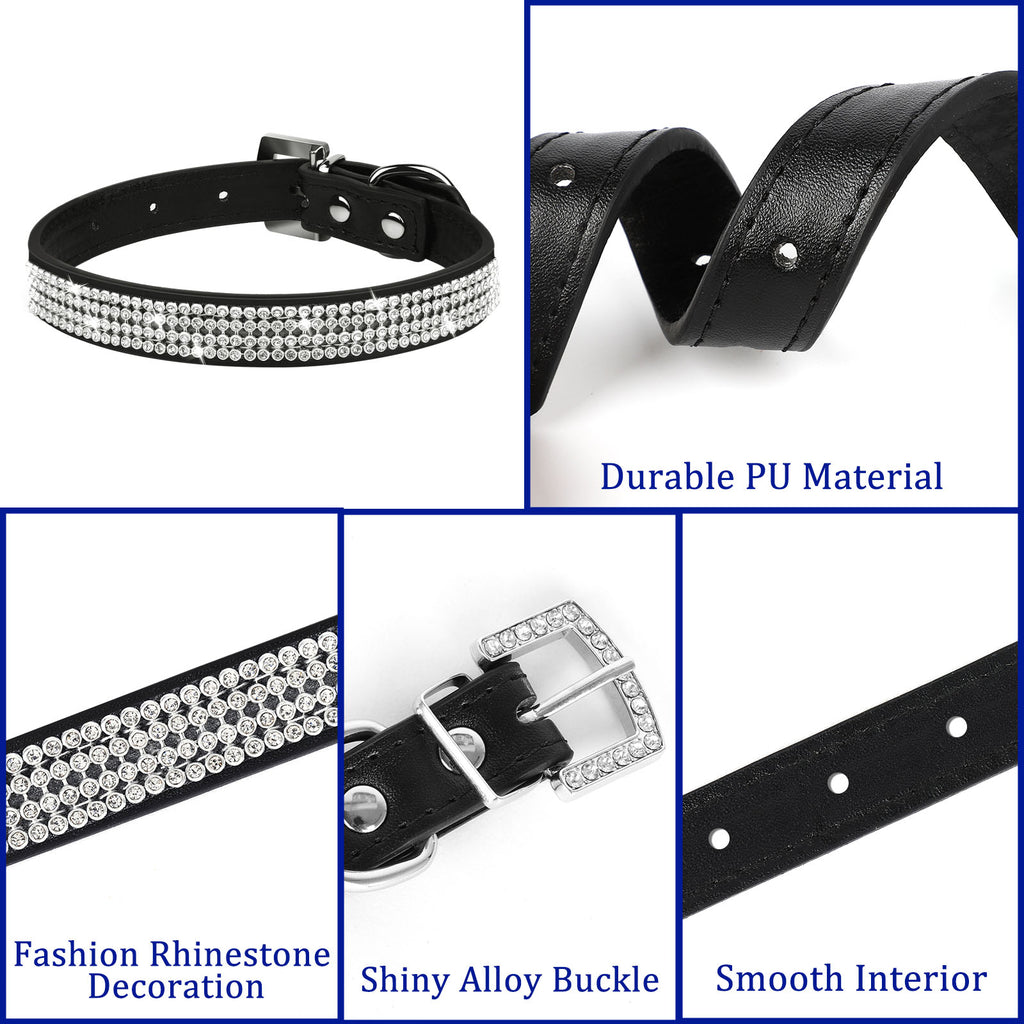 Adjustable Soft PU Leather Pet Collar for Dogs and Cats, Stylish Outdoor Neck Strap for Small to Large Breeds including Pugs and Bulldogs, Black and Pink