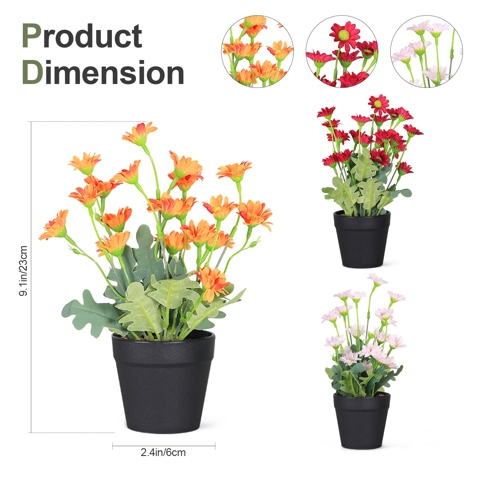 3-Piece Set Mini Artificial Plants, Realistic Faux Greenery Potted Plants for Indoor Outdoor Garden Patio & Holiday Decor