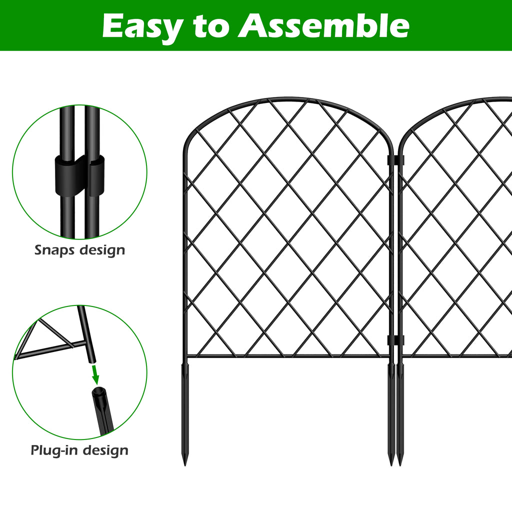 Arched Lattice Garden Fence - Rustproof Metal Animal Barrier - Decorative Edging for Yard & Flowers,