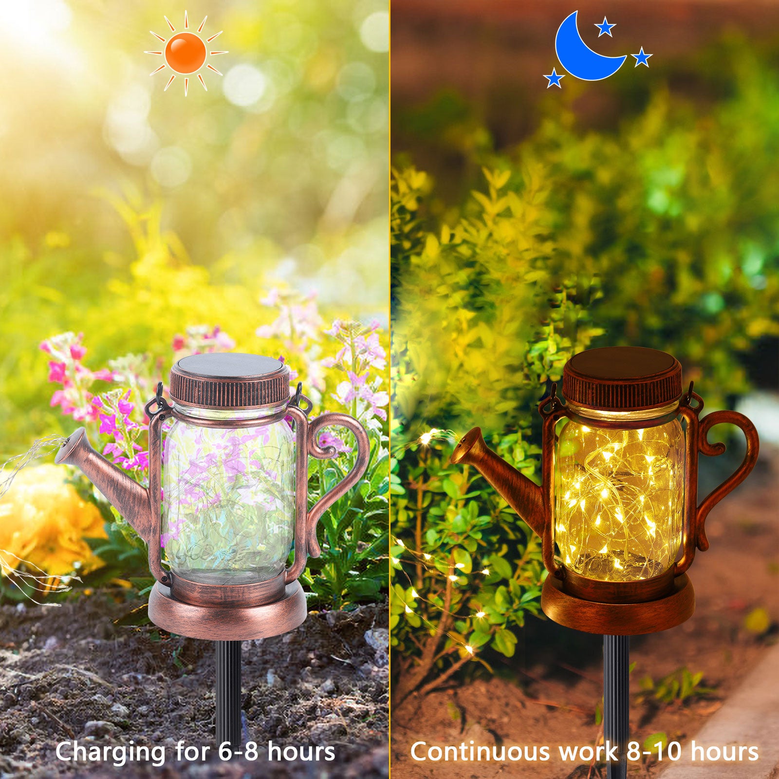 Solar Watering Can Lights Lantern Light - Garden Decor Metal Retro Lamp for Outdoor Table Patio Lawn Yard Pathway