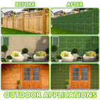 8 Pack Artificial Grass Wall Panels with Lavender - 15inchx11inch UV Stable Boxwood Hedge for Privacy Decor