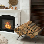 37 Inch Heavy Duty Log Rack for Fireplace Storage, Weather Resistant Metal Wood Stack Holder for Indoor and Outdoor Use