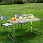 4FT Folding Camping Table - Portable Aluminum Lightweight Picnic Table with Adjustable Height, Heavy Duty Foldable Utility Table with Carry Handle for Outdoor, Indoor, Backyard, Beach, and BBQ