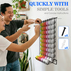 Wall-Mounted and Tabletop 60-Ball Steel Golf Display Rack - Black Storage Organizer for Golfing Accessories