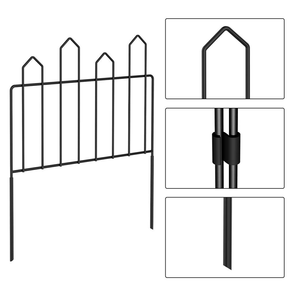7-Pack Decorative Arched Garden Fence, Black Metal Wire Border Fence for Landscaping & Pets