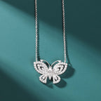 18K White Gold Plated Adjustable Crystal Butterfly Necklace