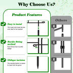 24.5" (H) x 10ft (L) Decorative Garden Fence - 10-Panel Rustproof Metal Border for Animals & Flower Beds, Easy No-Dig Install Yard Fencing, Black