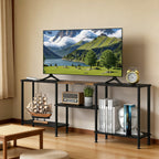 50" Minimalist Entertainment Center | Modern Black TV Stand with Integrated Storage