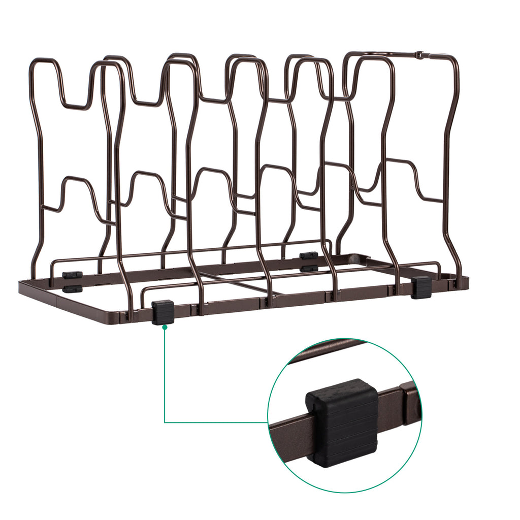 2-Pack Adjustable Pot and Pan Lid Organizer - Kitchen Cabinet Bakeware and Cutting Board Holder, Bronze
