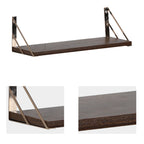 Rustic Brown Floating Wall Shelves with Metal Frame - 3-Piece Set for Bathroom, Kitchen, and Living Room
