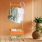 Gold Rolling Garment Rack - Heavy Duty Clothing Rack with Shelves & Side Hooks