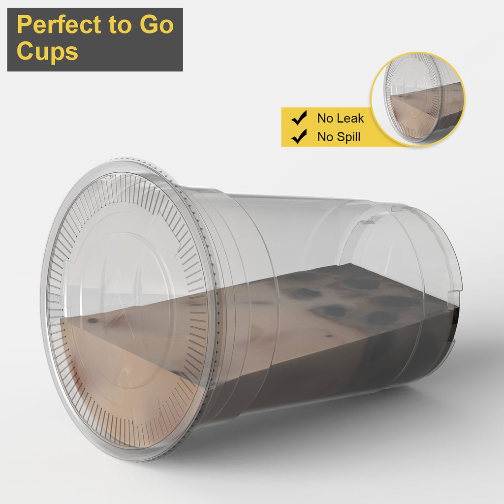 100-Pack 16oz/20oz/24oz Clear Plastic Cups with Lids & Straws - Leak-Proof Disposable Cups for Iced Coffee, Smoothies & Boba Tea