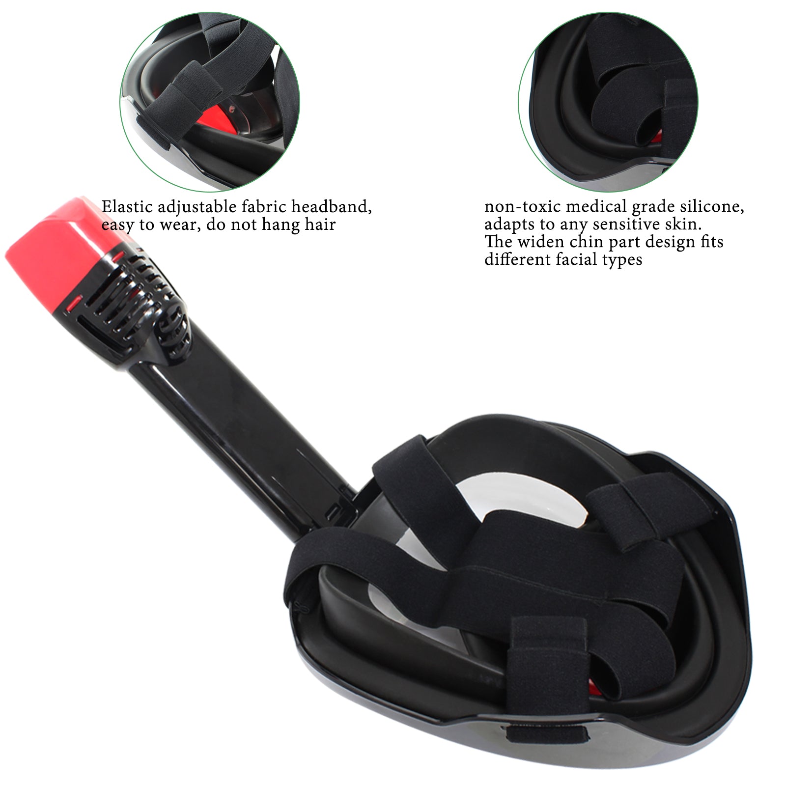 Full Face Snorkel Mask with Latest Dry Top System, Foldable 180 Degree Panoramic View Snorkeling Mask with Camera Mount Safe Breathing Anti-Leak Anti-Fog