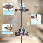 Tension Pole Shower Caddy (4-Tier), Adjustable Bronze Corner Bathroom Storage Rack