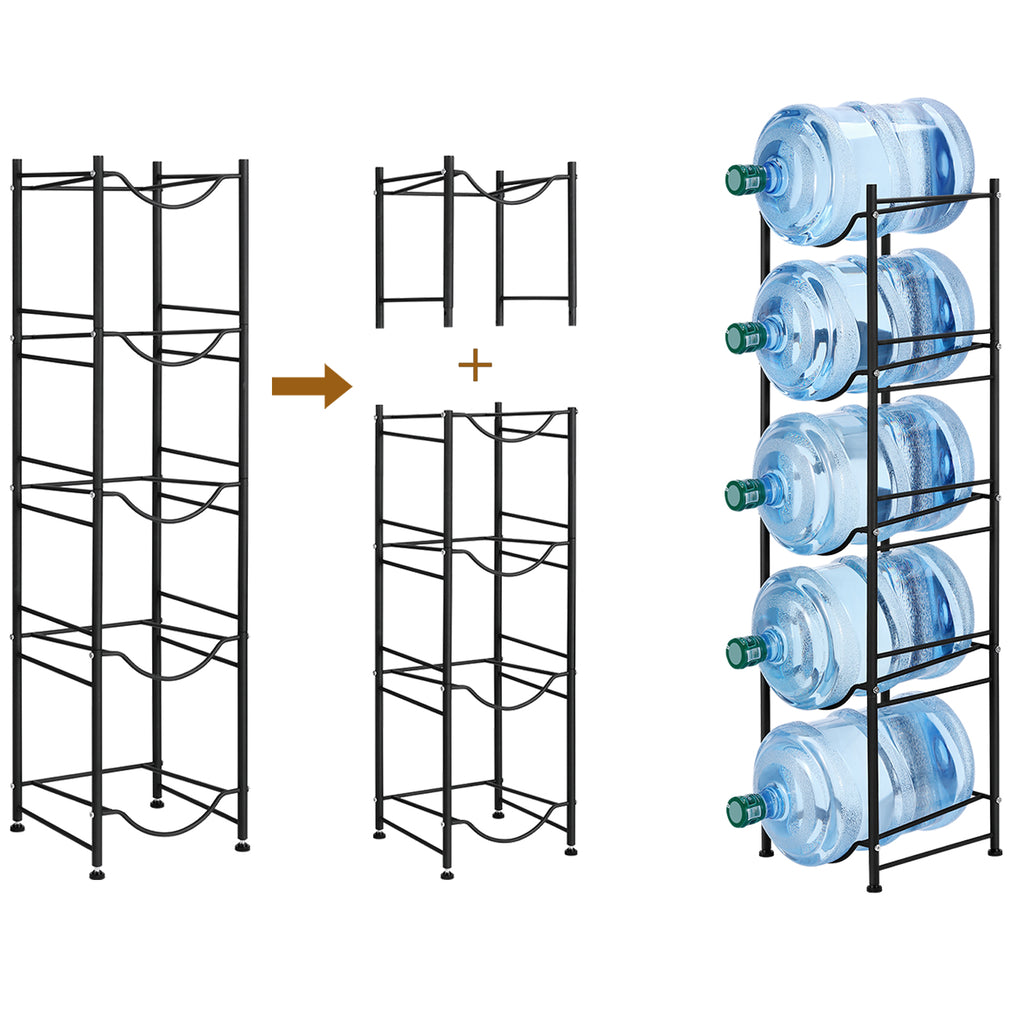 5-Tier Vertical Water Organizer | Heavy-Duty Detachable 5-Gallon Jug Storage Rack