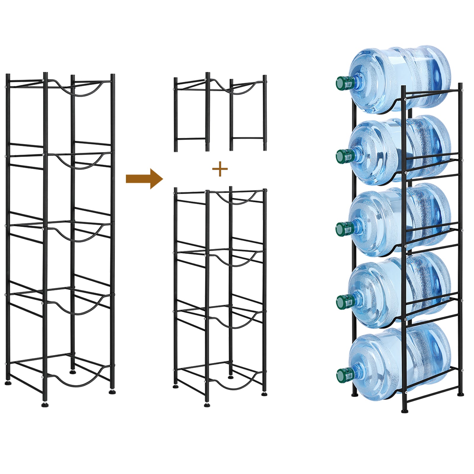 5-Tier Vertical Water Organizer | Heavy-Duty Detachable 5-Gallon Jug Storage Rack