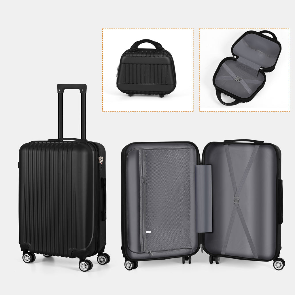 5-Piece Luggage Set, Durable Hardshell, Spinner Wheels, Telescoping Handle, Lightweight Suitcase Combo For Women, 12/14/20/24/28inch Suitcase, Black/Brown/Silver/Rose Gold