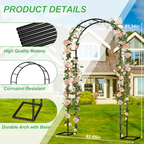 Adjustable Metal Garden Arch Trellis with Base, 2-in-1 Wide/High Size Wedding Arch, Black Garden Trellis for Climbing Plants, Wedding, Christmas, Party Decoration