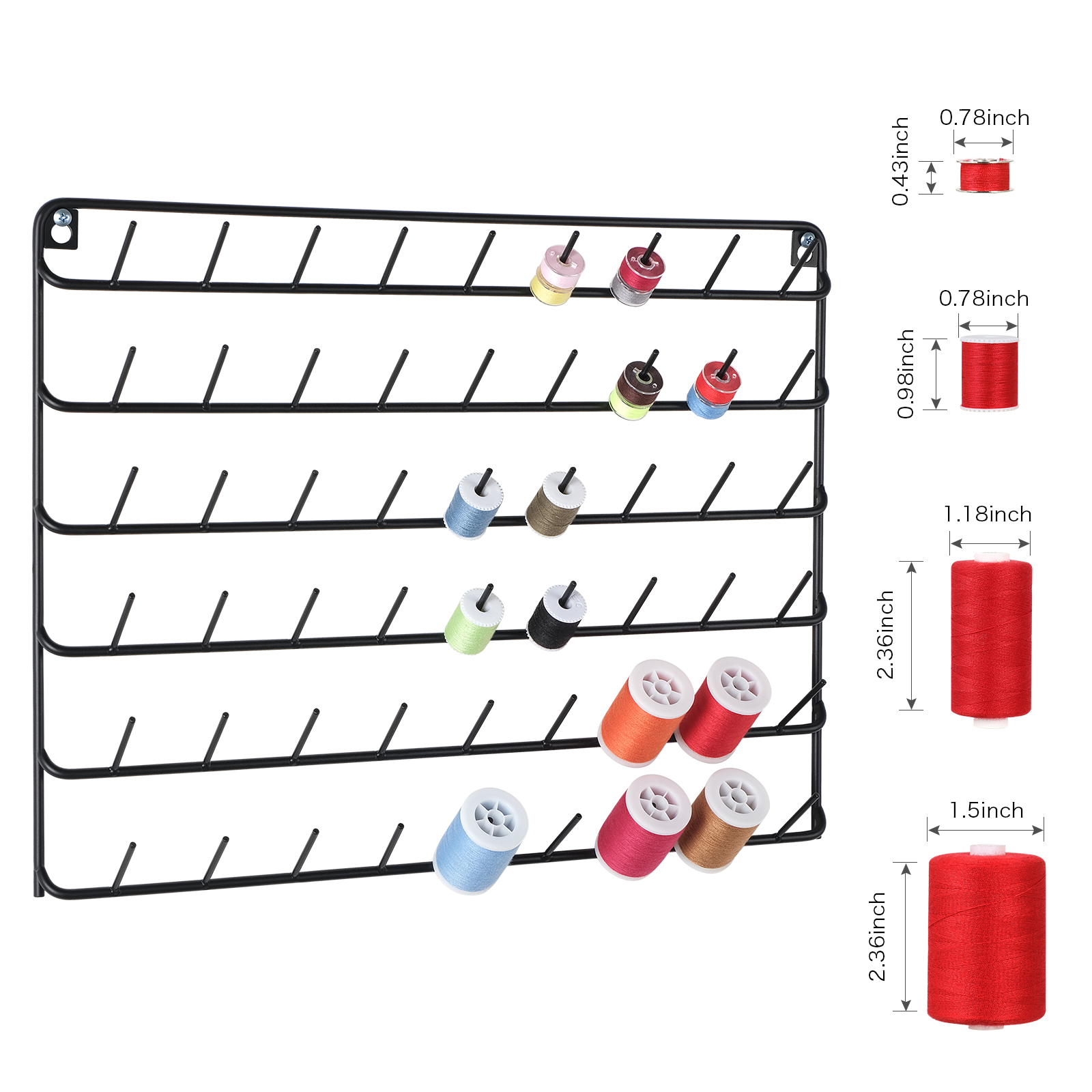 2-Pack 54-Spool Thread Holder Wall Mount - Embroidery Spool Organizer Rack