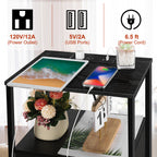2-Pack Nightstands with USB Ports & Outlets -Black End Tables with Storage Drawers for Bedroom & Dorm