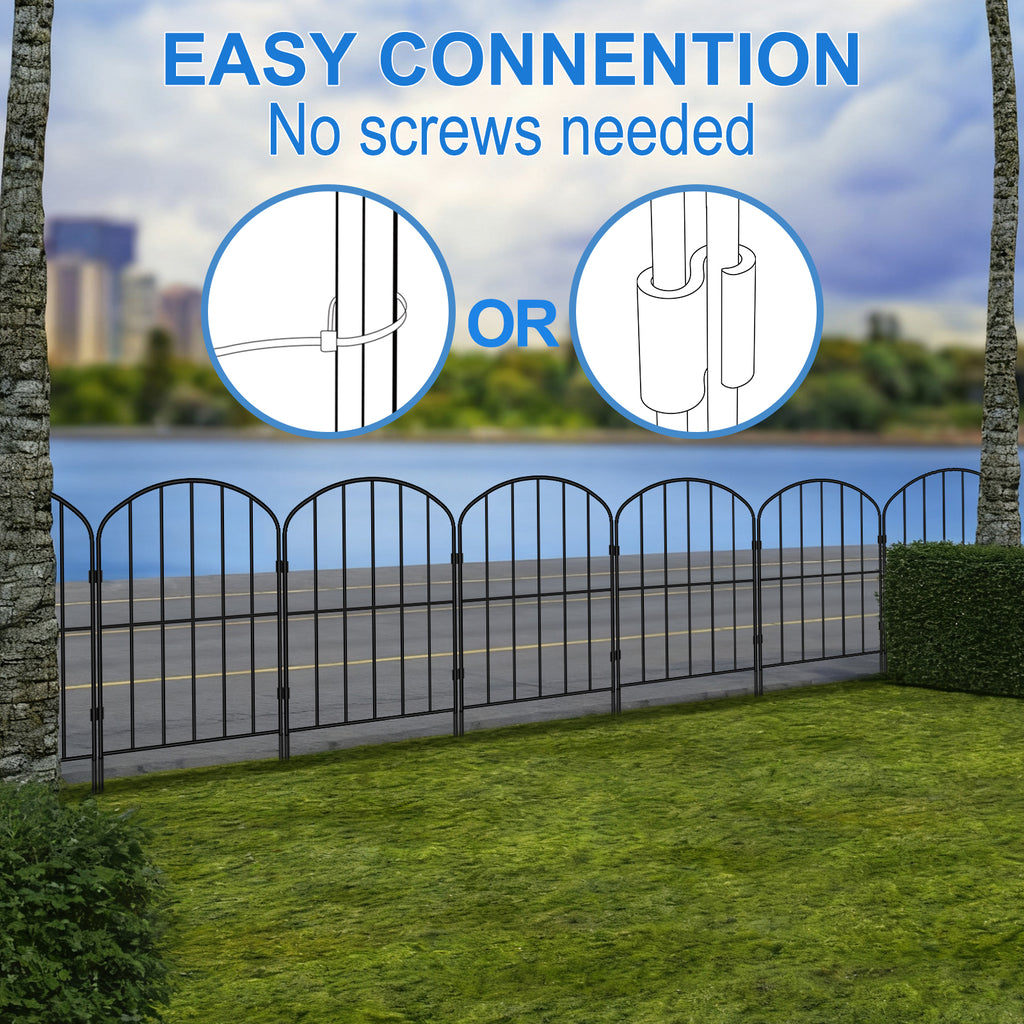 24" (H) x 10ft (L) Decorative Garden Fence - 10-Panel Rustproof Metal Border for Animals & Flower Beds, No-Dig Easy Install Yard Fencing, Arched