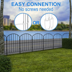 24" (H) x 10ft (L) Decorative Garden Fence - 10-Panel Rustproof Metal Border for Animals & Flower Beds, No-Dig Easy Install Yard Fencing, Arched