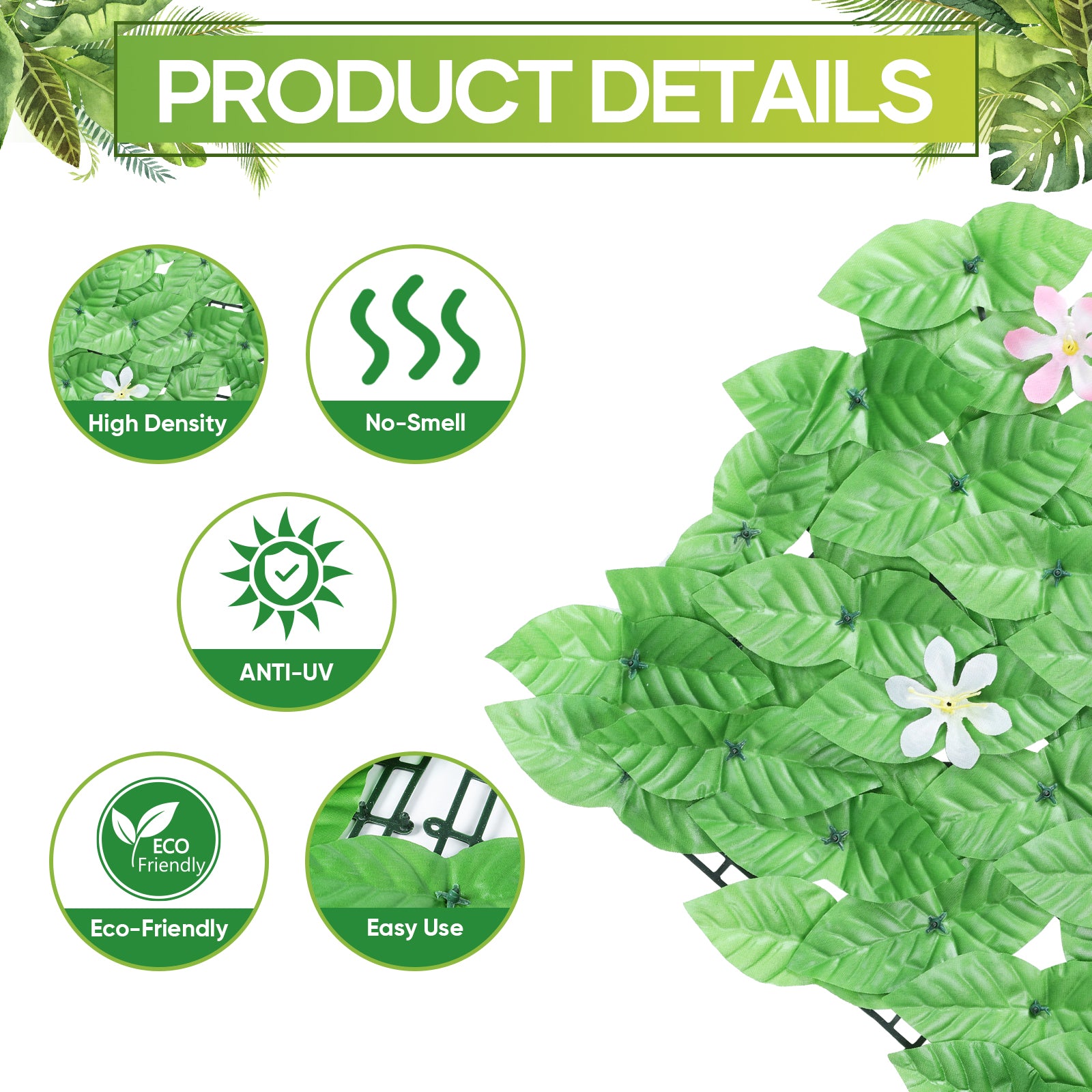 24-Pack 15inch x 11inch Artificial Grass Wall Panels - UV Protected Backdrop Greenery for Balcony & Patio