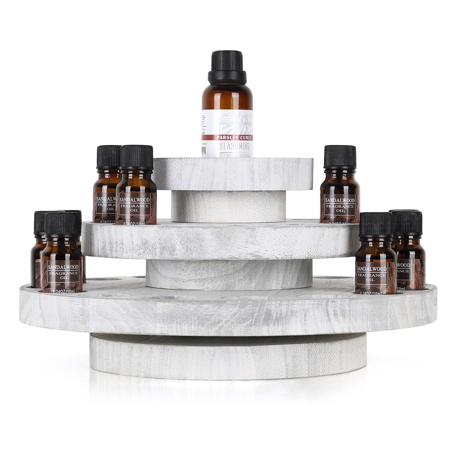 Three layer 360 degree rotating essential oil rack - nail polish rotating rack. Cosmetics display rack, nail polish display rack, 36 slots. Suitable for 5ml-100ml bottles