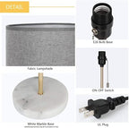 Small Marble Base Bedside Lamp with Gold Accents， Modern Nightstand Light for Kids Room and Office.